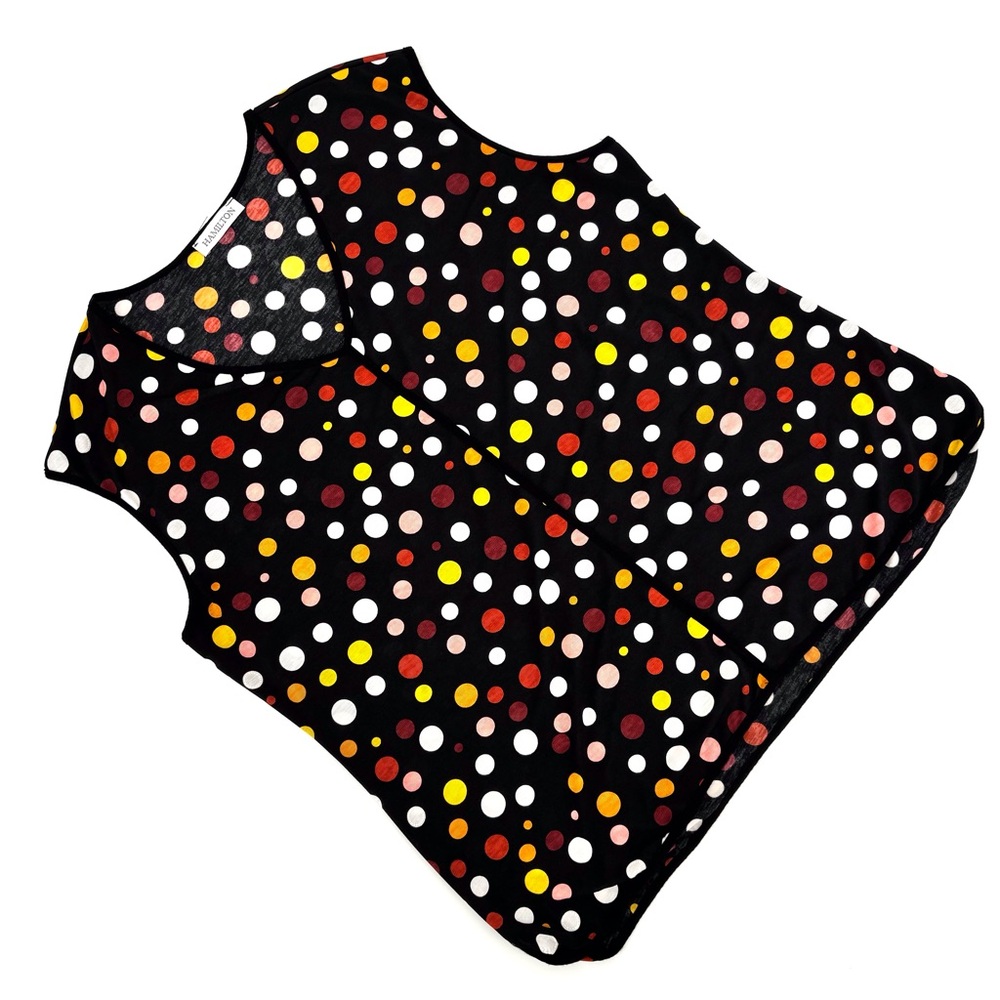 Hamilton Black Multicolour Polka Dotted Sleeveless V-Neck Top, 2X